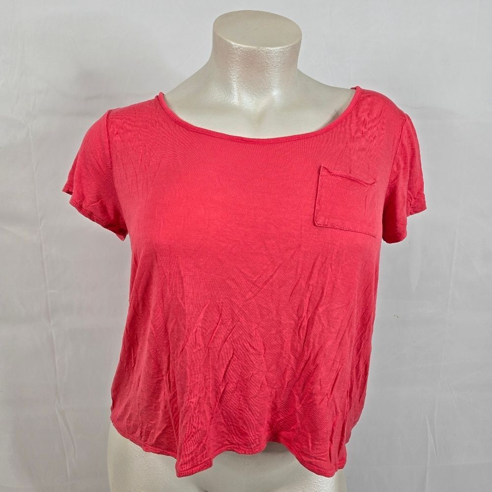 3/$25 Bozzolo Coral Short Sleeve Sheer Back Pocketed Tee Sz 3X